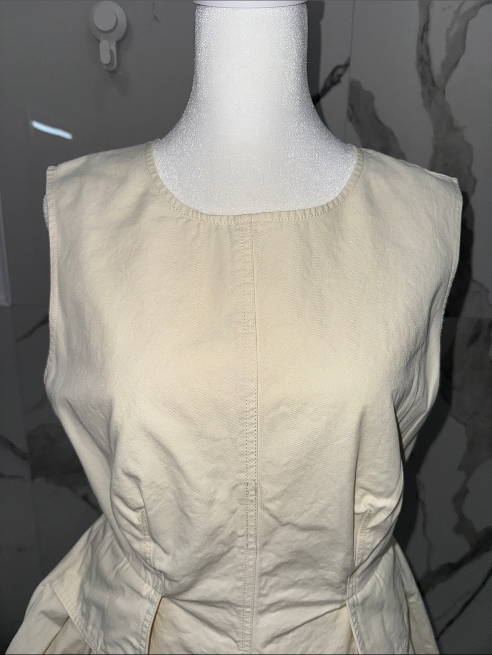 Anthropologie Mare Mare Sleeveless Top Cream Peplum Structured - Picture 6 of 12